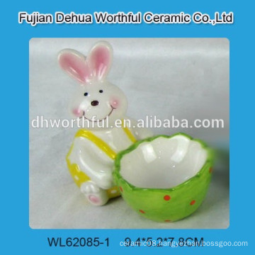 Colorful handpainting easter rabbit pattern ceramic easter egg cup